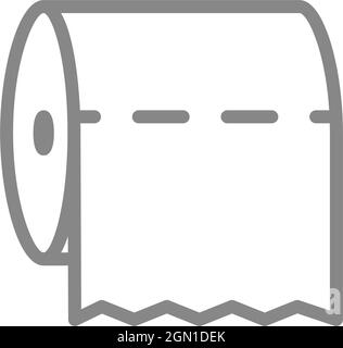 Symbol für Toilettenpapier in einer horizontalen Positionslinie. Papierrolle, Servietten, Abreißstreifen, Symbol für Hygieneprodukte Stock Vektor