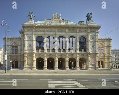 Wiener Staatsoper vom Opernring, 1. Bezirk Innere Stadt, Wien, Österreich Stockfoto