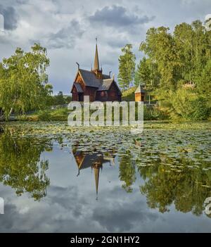 Stabkirche Garmo, Freilichtmuseum Maihaugen, Lillehammer, Innlandet, Norwegen Stockfoto