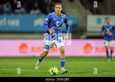 Lyngby, Dänemark. September 2021. Rasmus Thellufsen (10) von Lyngby Boldklub beim Spiel im dänischen Sydbank Cup zwischen Lyngby Boldklub und Aalborg Boldklub im Lyngby Stadion in Lyngby. (Foto: Gonzales Photo/Alamy Live News Stockfoto