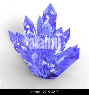 3d-Illustration eines isolierten riesigen glänzenden Kristalls Stockfoto