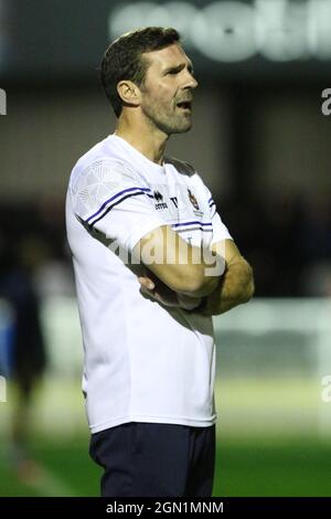 SPENNYMOIR, GROSSBRITANNIEN. 21. SEPTEMBER Tommy Miller, Stadtmanager von Spennymoor, gesehen während der zweiten Qualifikationsrunde des FA Cup zwischen Spennymoor Town und AFC Fylde am Dienstag, 21. September 2021, im Brewery Field, Spennymoor. (Kredit: Will Matthews | MI News) Kredit: MI News & Sport /Alamy Live News Stockfoto