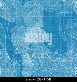 Nahtloses Blaumuster in leuchtendem Blau für Textil und Druck Stockfoto