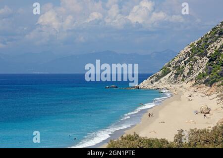 Pefkoulia Beach an der Westküste der Insel Lefkada, Ionische Inseln, Griechenland Stockfoto