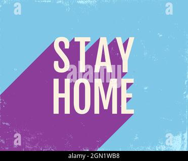 Vektor-Poster mit Text zu Hause bleiben auf rosa Hintergrund. Vektordarstellung von Text Bleiben Sie zu Hause mit Schatten. Stoppen Sie Coronavirus. Stock Vektor