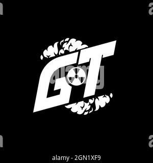 GT Initial eSport Monogramm mit Shape und Smoke Style Template Vektor Stock Vektor