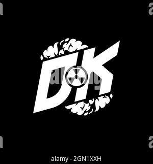 DK Initial eSport Monogramm mit Shape und Smoke Style Template Vektor Stock Vektor