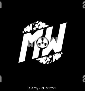 MW Initial eSport Monogramm mit Shape und Smoke Style Template Vektor Stock Vektor