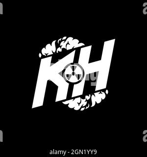 KH Initial eSport Monogramm mit Shape und Smoke Style Template Vektor Stock Vektor