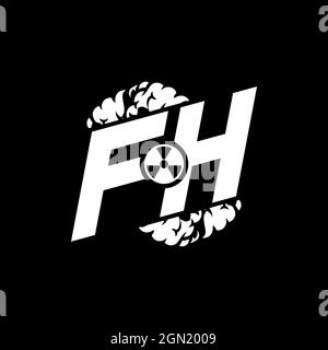 FH Initial eSport Monogramm mit Shape und Smoke Style Template Vektor Stock Vektor