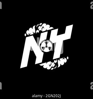 NY Initial eSport Monogramm mit Shape und Smoke Style Template Vektor Stock Vektor