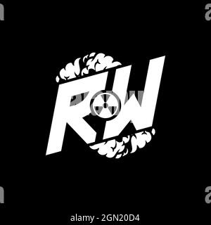 RW Initial eSport Monogramm mit Shape und Smoke Style Template Vektor Stock Vektor