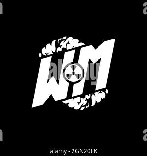 WM Initial eSport Monogramm mit Shape und Smoke Style Template Vektor Stock Vektor