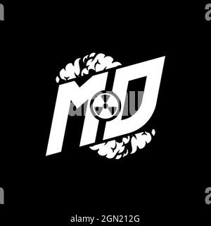 MD Initial eSport Monogramm mit Shape und Smoke Style Template Vektor Stock Vektor