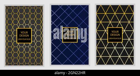 Set von kreativen Cover-Design. Einfache Geometrie exotische Muster-Vektor für Menü-Vorlage, vertikales Banner, Poster, Broschüre, Zertifikat, Einladen Stock Vektor