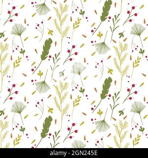Herbstlaub handgezeichnetes Illustrationsmuster. Stockfoto