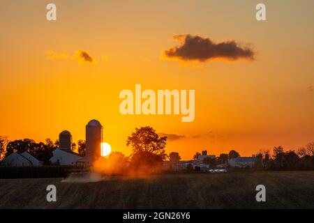 Golden Sunset, Amish, Lancaster County, Pennsylvania Stockfoto