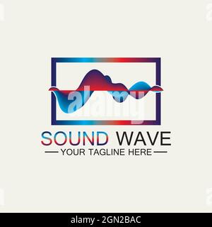 Mehrfarbiges abstraktes fluides Sound Wave Logo Vektor Illustration Design Stock Vektor