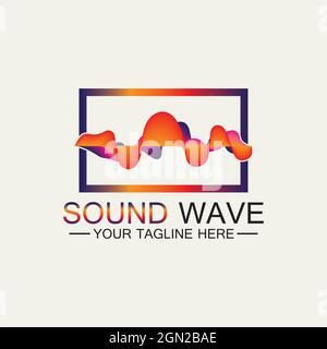 Mehrfarbiges abstraktes fluides Sound Wave Logo Vektor Illustration Design Stock Vektor