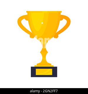 Gewinnen goldene Auszeichnung Trophäe Pokal Symbol Zeichen flache Stil Design Vektor Illustration. Stock Vektor