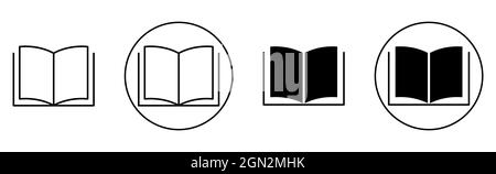 Sammlung von Buchsymbonen. Symbol für das Öffnen des Buchvektors. Umrissstil Stock Vektor