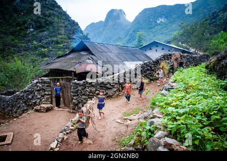 Tägliches Leben in der Provinz Ha Giang im Norden Vietnams Stockfoto