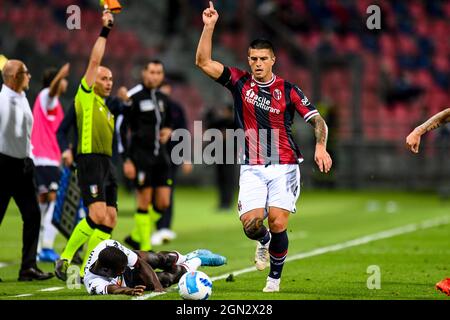 Renato Dall&#39;Ara Stadium, Bologna, Italien, 21. September 2021, Kevin Bonifazi (FC Bologna) während des FC Bologna gegen den FC Genua – italienische Fußballserie Stockfoto