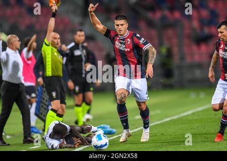 Bologna, Italien. September 2021. Kevin Bonifazi (FC Bologna) während Bologna FC vs Genua CFC, Italienische Fußballserie A Spiel in Bologna, Italien, September 21 2021 Quelle: Independent Photo Agency/Alamy Live News Stockfoto