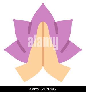 Meditation mit Lotusblume einzelne isolierte Ikone mit flachen Stil Vektor-Illustration Stockfoto