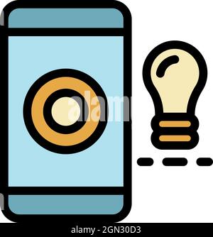 Symbol für intelligente Glühlampen. Umriss intelligente Glühbirne Vektor Symbol Farbe flach isoliert Stock Vektor