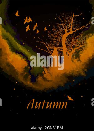 Abstrakte Herbstlandschaft. Vektorgrafik Stock Vektor