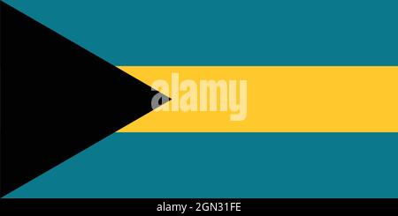 Nationalflagge des Commonwealth der Bahamas Originalgröße und Farben Vektorgrafik, Flagge Bahama-Inseln, Bahamas-Flagge Stock Vektor