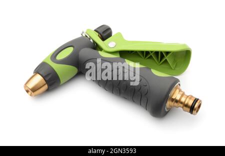 Garten Spray Wasserpistole isoliert auf weiß Stockfoto