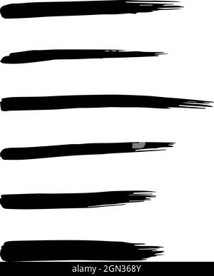 Satz von schwarzer Farbe, Pinselstriche, Pinsel, Linien. Schmutzige Designelemente. Vektorgrafik Stock Vektor