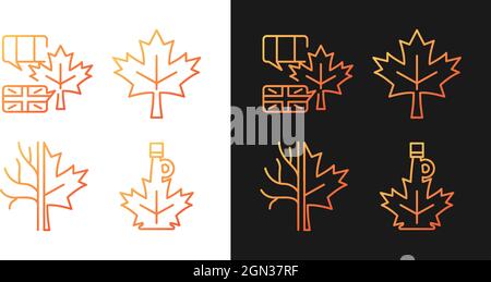 Ahornblatt Signifikanz Gradientensymbole für den dunklen und hellen Modus eingestellt Stock Vektor