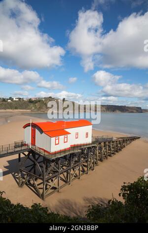 Altes Rettungsboot Station House, Tenby, Pembrokeshire Coast National Park, Wales, Großbritannien Stockfoto