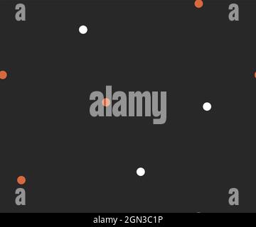 Handgezeichneter Vektor abstrakt Stock moderne grafische Illustration, zeitgenössische nahtlose Musterdruck mit Polka Punkte Konfetti auf schwarzem Hintergrund. Stock Vektor