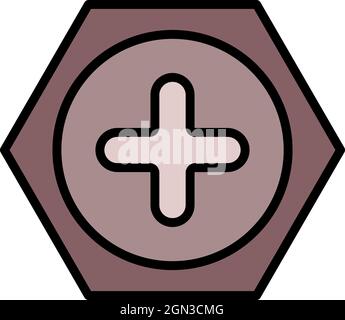 Symbol für die Oberseite der Sechskantschraube. Kontur Sechskantschraube oben Vektor Symbol Farbe flach isoliert Stock Vektor