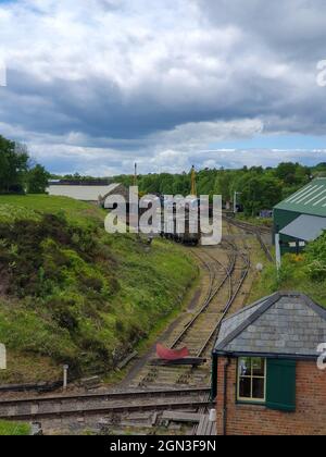 Traditioneller Dampfeisenbahnhof in Tanfield, County Durham, Großbritannien Stockfoto