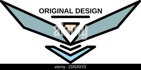 Wings Original-Logo. Umriss Flügel original Vektor Logo Farbe flach isoliert Stock Vektor