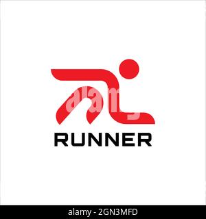 vektor-Illustration von Menschen, die in rot als Symbol für Geschwindigkeit laufen. Läufer-Logo-Design für Sporttrainingsinstitut, Community, Apps-Symbol, Markenprodukt Stock Vektor