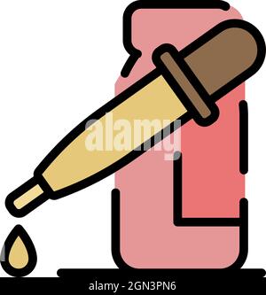 Symbol für Flüssigkeitspipette massieren. Umriss Massage Flüssigpipette Vektor Symbol Farbe flach isoliert Stock Vektor