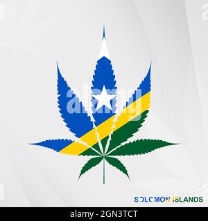 Flagge der Salomonen in Marihuana-Blattform. Das Konzept der Legalisierung Cannabis auf den Salomonen. Illustration von medizinischem Cannabis. Stock Vektor