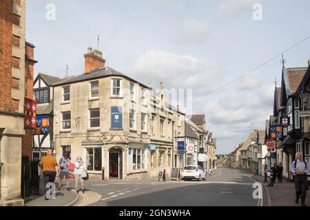 Blick auf Winchcomber, eine kleine Marktstadt von Cotswold in Gloucestershire, Großbritannien Stockfoto