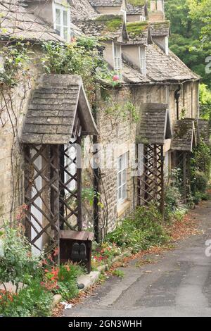 Blick auf Winchcomber, eine kleine Marktstadt von Cotswold in Gloucestershire, UK Cottages Stockfoto