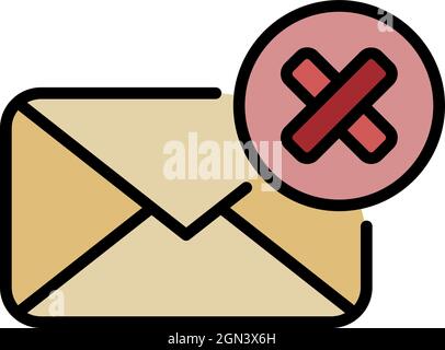 Symbol „E-Mail nicht empfangen“. Kontur - Vektorsymbol für nicht empfange E-Mail flach isoliert Stock Vektor