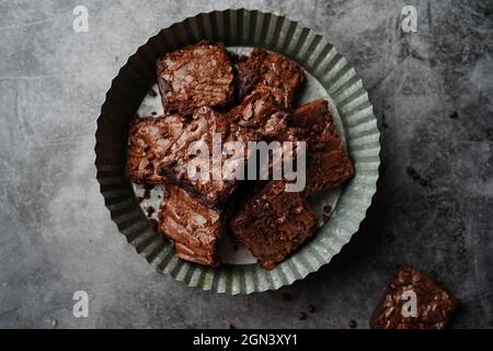 Hausgemachte klassische kauen Fudge Brownies, selektive Fokus Stockfoto