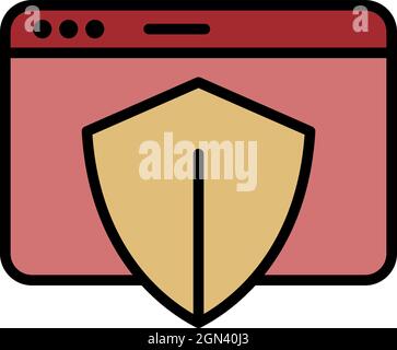 Symbol für sichere Webseite. Kontur sichere Webseite Vektor Symbol Farbe flach isoliert Stock Vektor