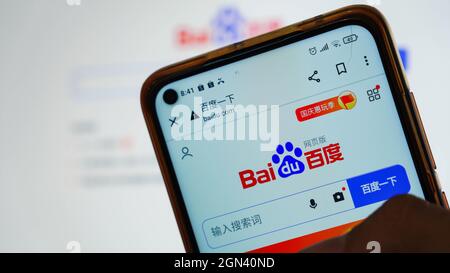 Jakarta, Indonesien-17. September 2021: Baidu-Website auf dem Telefonbildschirm am 17. September 2021. In Jakarta Indonesien. Stockfoto