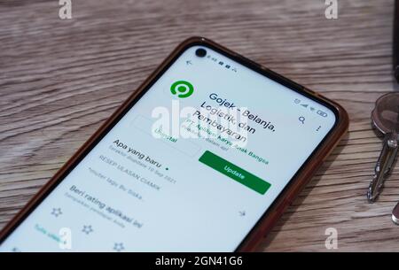 Jakarta, Indonesien-17. September 2021: GOJEK-Apps auf dem Telefonbildschirm am 17. September 2021. In Jakarta Indonesien. Stockfoto